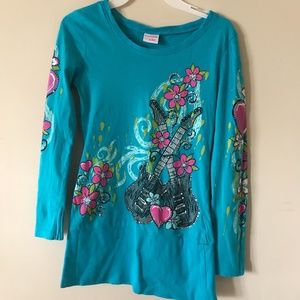 Ransom Girl  Long Sleeve Rhinestone Graphic Shirt. Girls. Medium